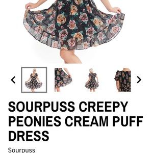 SOURPUSS CREEPY PEONIES CREAM PUFF DRESS Size M (Medium)